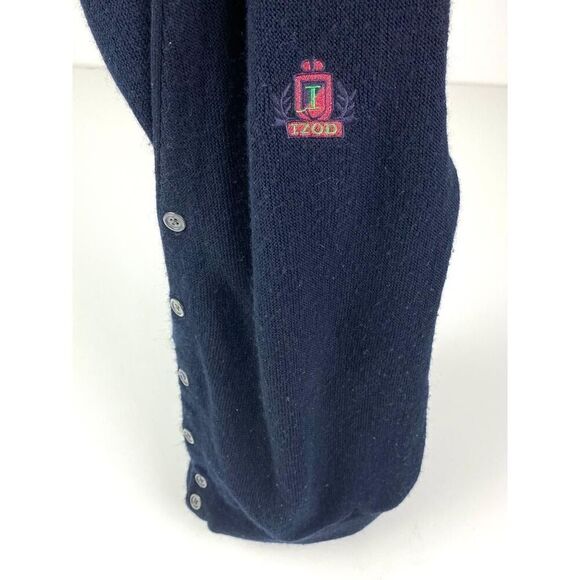 Vintage Izod Cardigan Sweater Mens Size Medium Navy Blue Grandpa Casual AB0034 - Picture 4 of 9